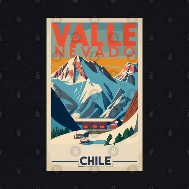 A Vintage Travel Art of Valle Nevado - Chile by goodoldvintage